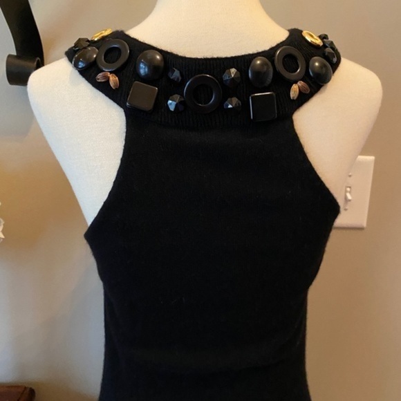 Milly Of  New York Black Cashmere Beaded Cocktail - Picture 5 of 8